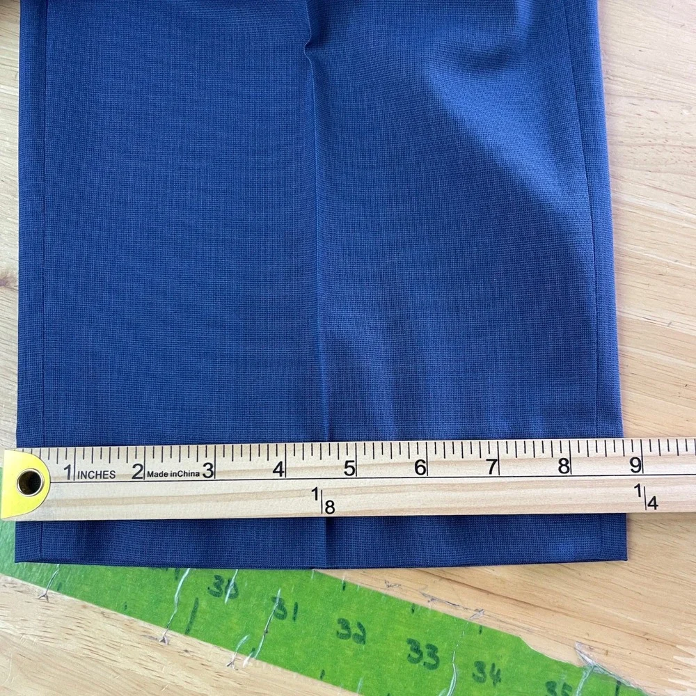 Banana Republic Mens 38x32 Slim Fit WOOL Navy Blue Plaid Stretch‎ Dress Pants